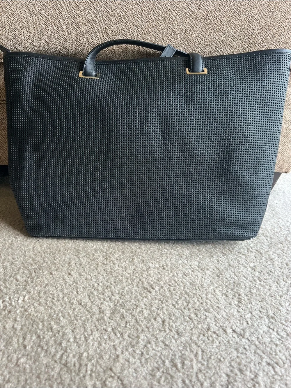 Lo & Sons Seville Black Leather Perforated Tote - Like New